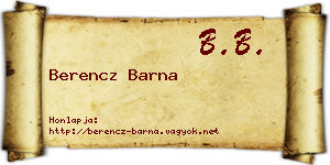 Berencz Barna névjegykártya