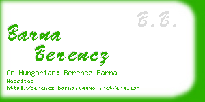 barna berencz business card